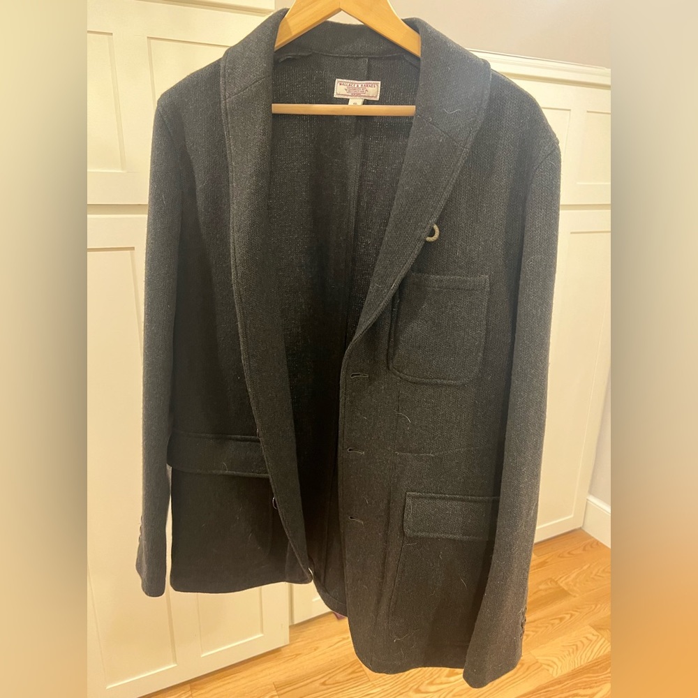 J. Crew Shawl Collar unstructured wool blazer, charcoal, 42l